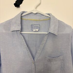 Sigrid Olsen Womens Sz L Light Blue 100% Linen ButtonUp Shirt Long Sleeve Blouse